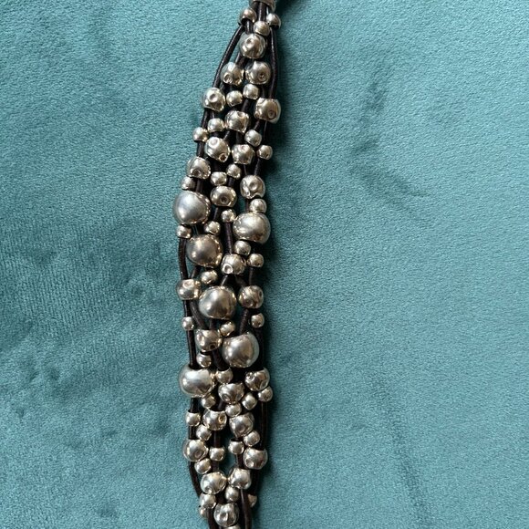 Bracelet in silver and leather - Picture 1 of 4